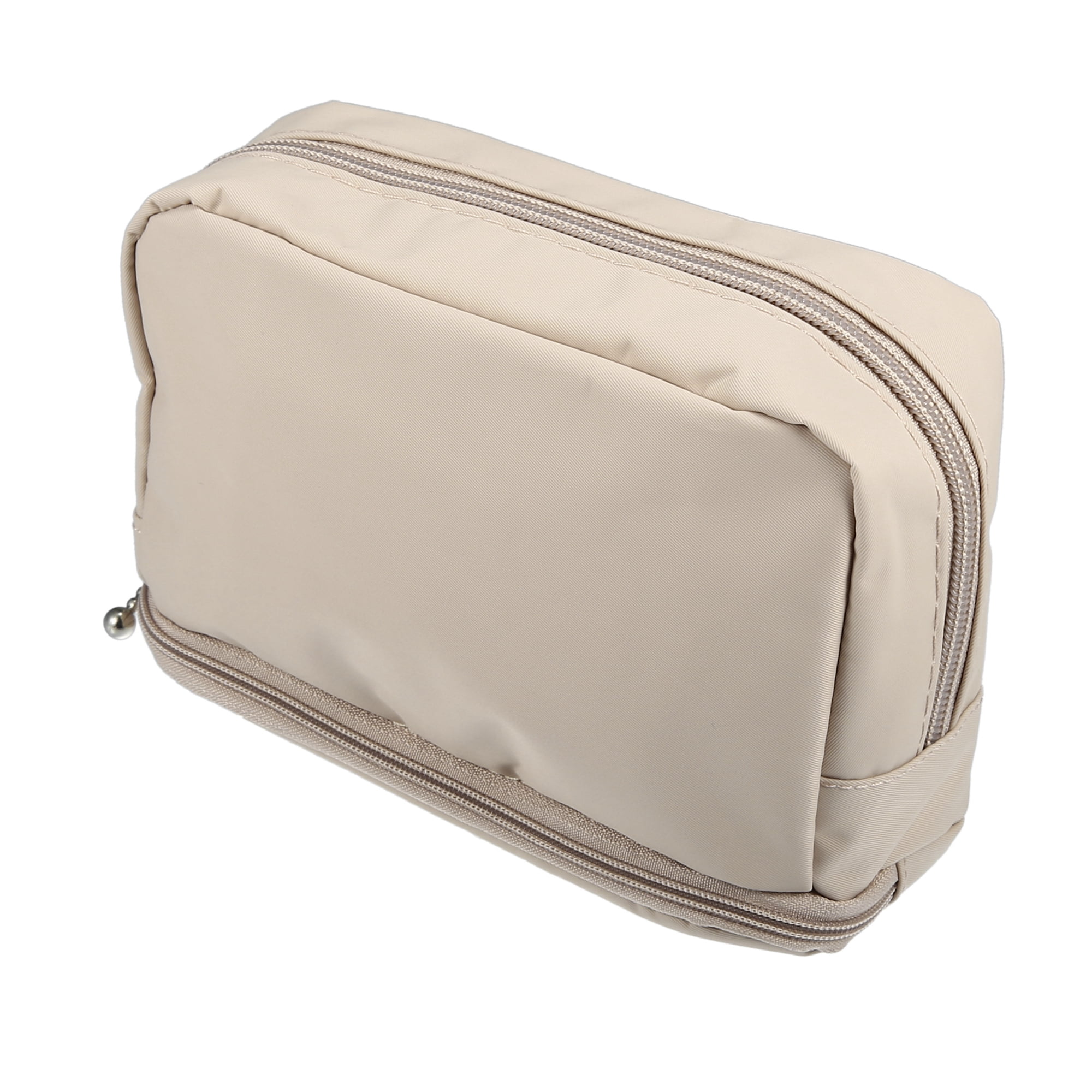 Unique Bargains Floral Makeup Bag Zipper Flower Cosmetic Pouch Beige