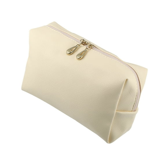 Unique Bargains Floral Makeup Bag Zipper Flower Cosmetic Pouch Beige