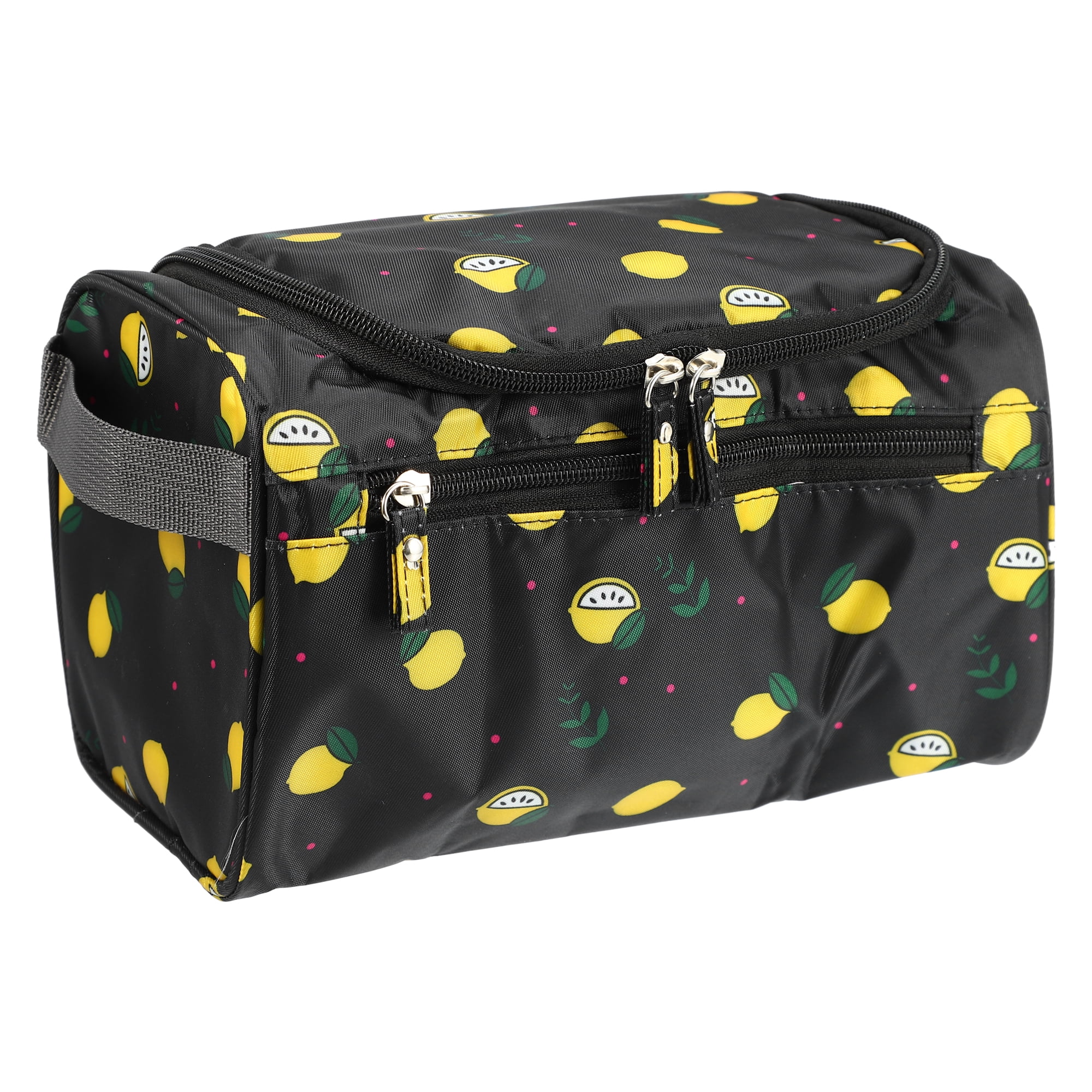 Unique Bargains Floral Makeup Bag Zipper Flower Cosmetic Pouch Black