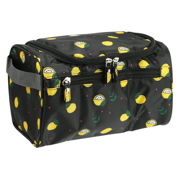 Unique Bargains Floral Makeup Bag Zipper Flower Cosmetic Pouch Black