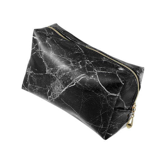 Unique Bargains Floral Makeup Bag Zipper Flower Cosmetic Pouch Black