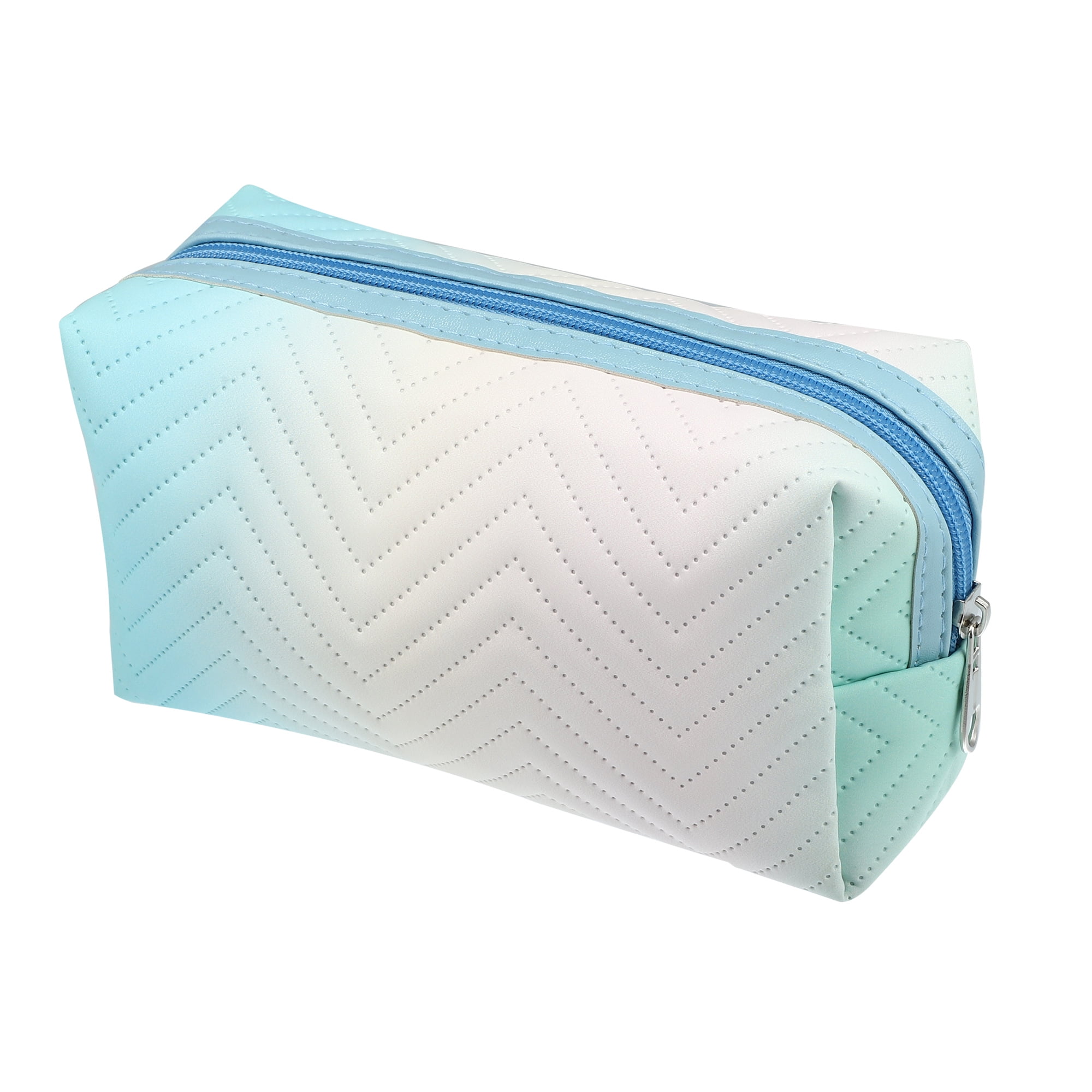 Unique Bargains Floral Makeup Bag Zipper Flower Cosmetic Pouch Blue