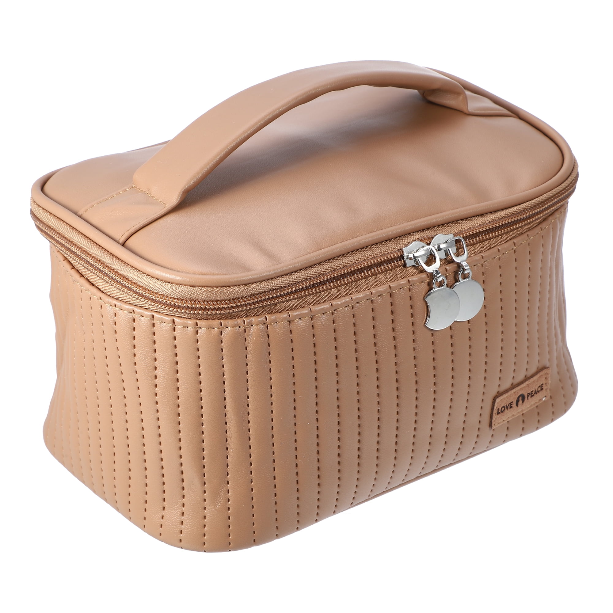Unique Bargains Floral Makeup Bag Zipper Flower Cosmetic Pouch Brown