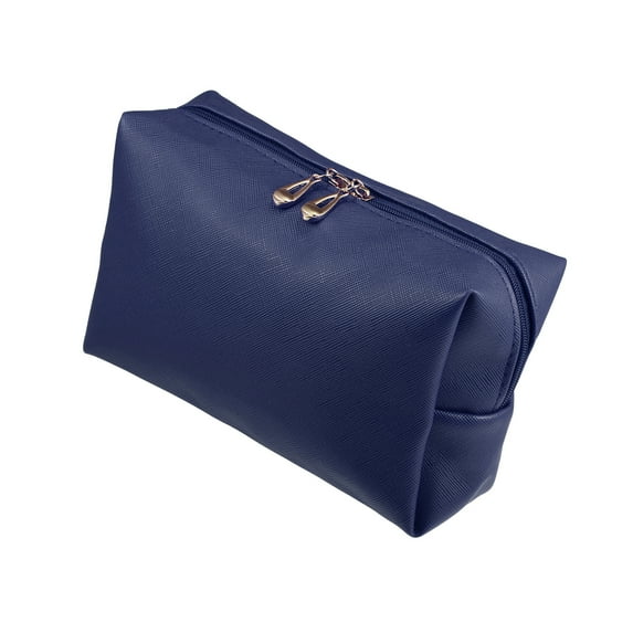 Unique Bargains Floral Makeup Bag Zipper Flower Cosmetic Pouch Dark Blue