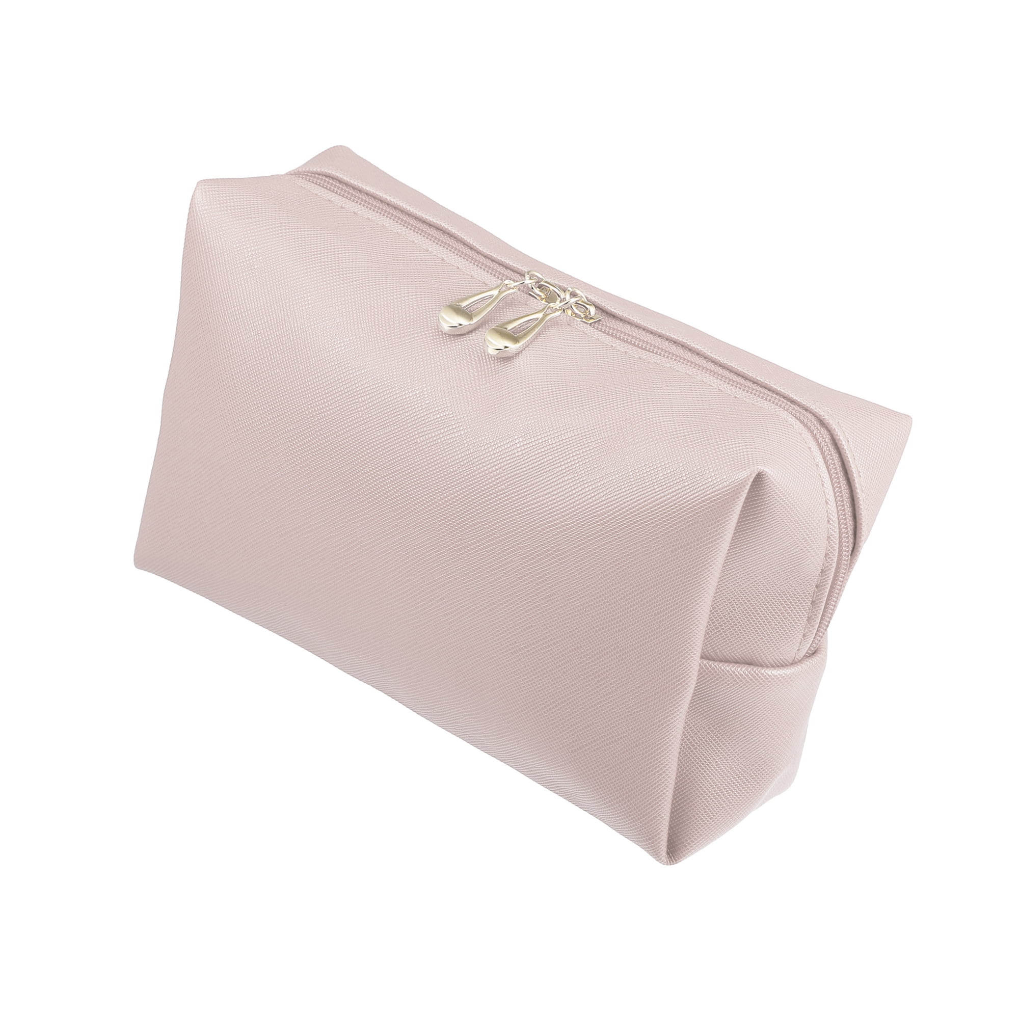 Unique Bargains Floral Makeup Bag Zipper Flower Cosmetic Pouch Gold Pink