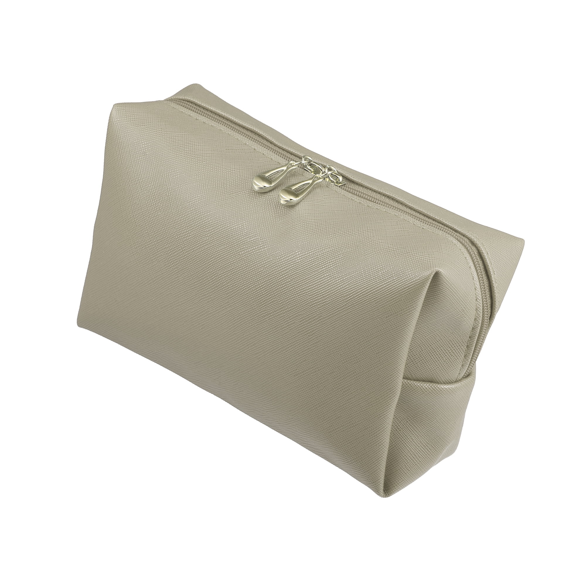 Unique Bargains Floral Makeup Bag Zipper Flower Cosmetic Pouch Gray Gold