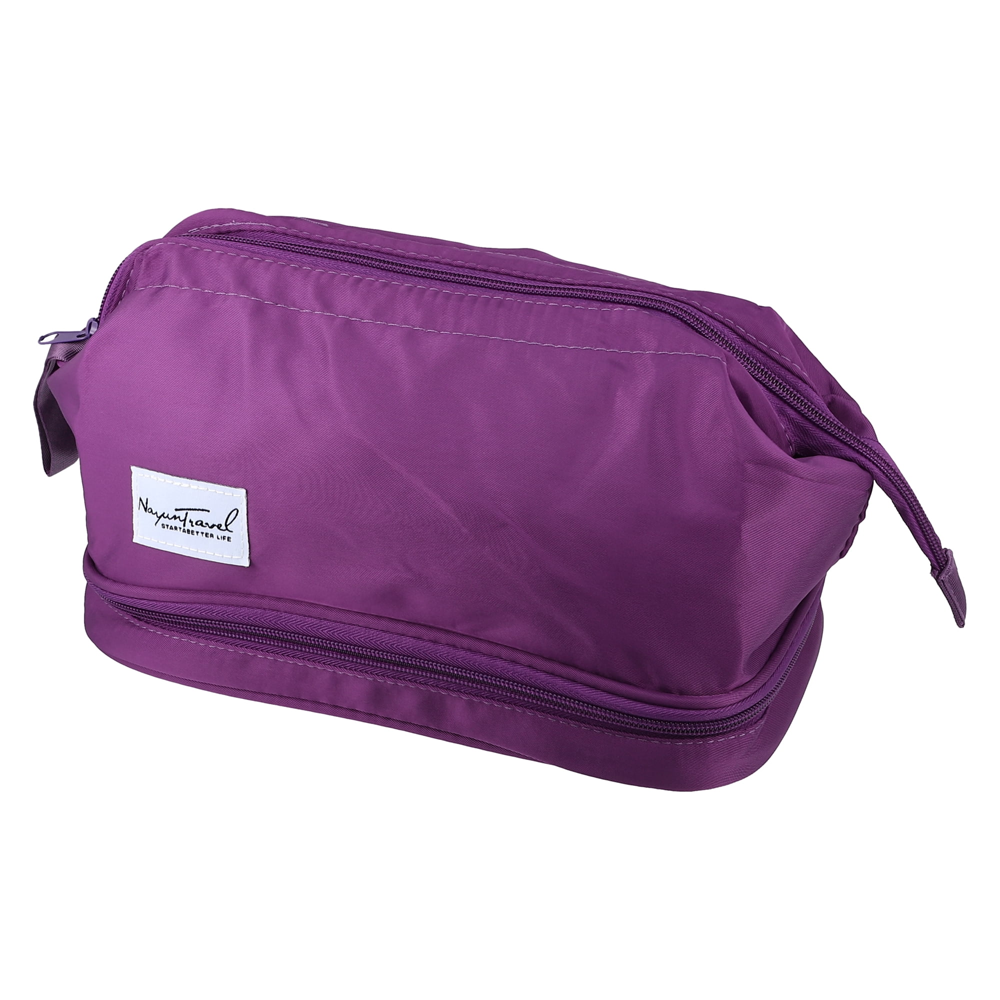 Unique Bargains Floral Makeup Bag Zipper Flower Cosmetic Pouch Purple