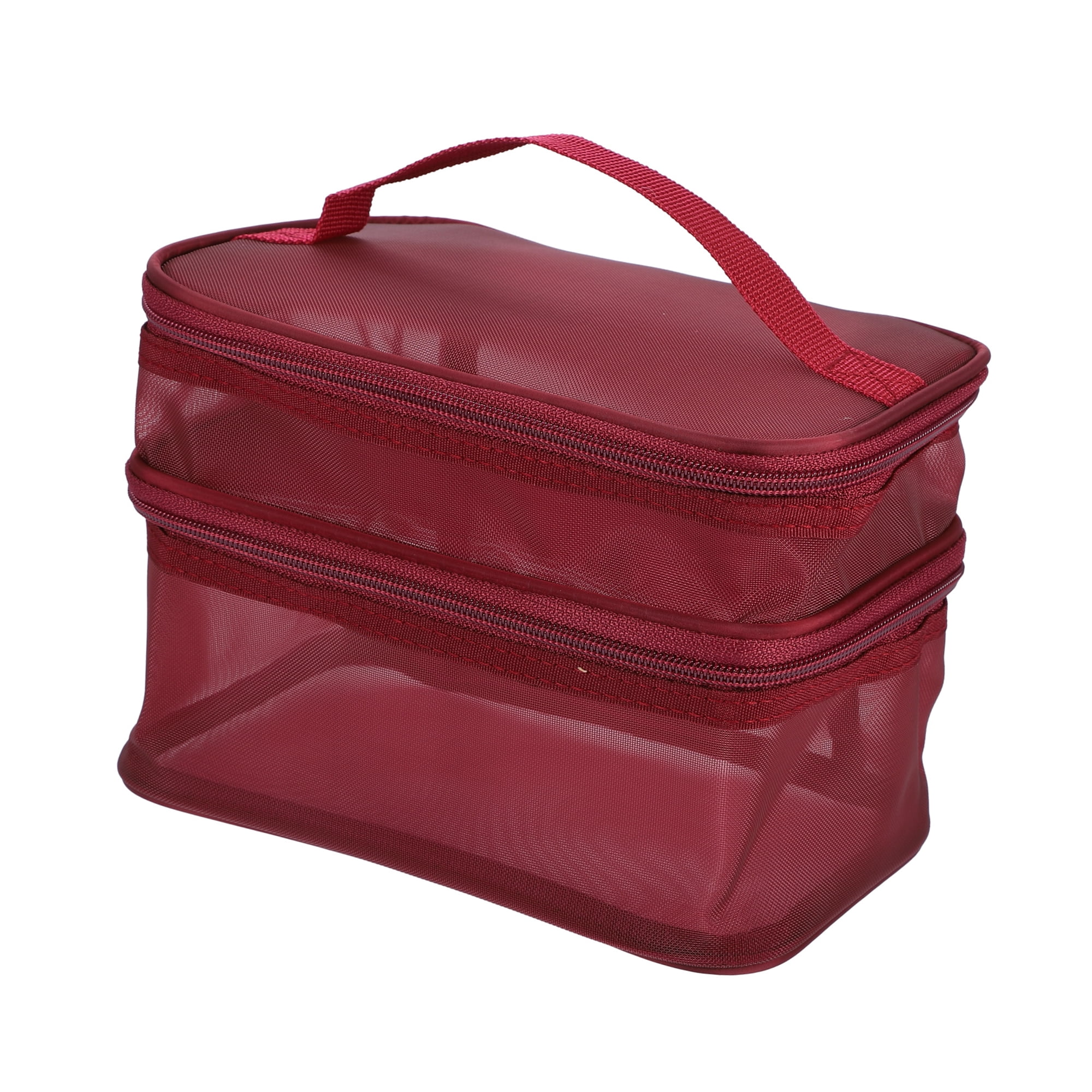 Unique Bargains Floral Makeup Bag Zipper Flower Cosmetic Pouch Red