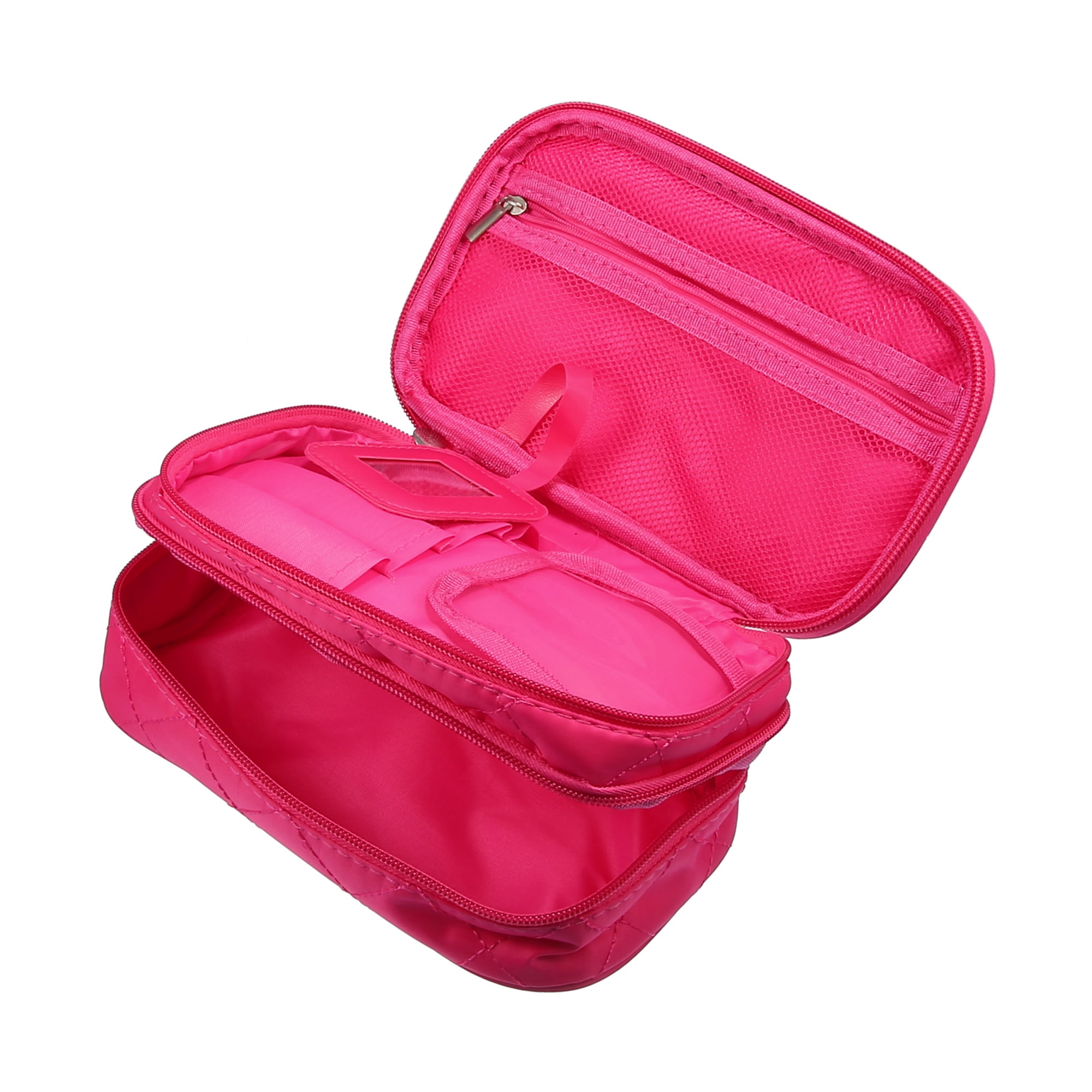 Unique Bargains Floral Makeup Bag Zipper Flower Cosmetic Pouch Rose Red