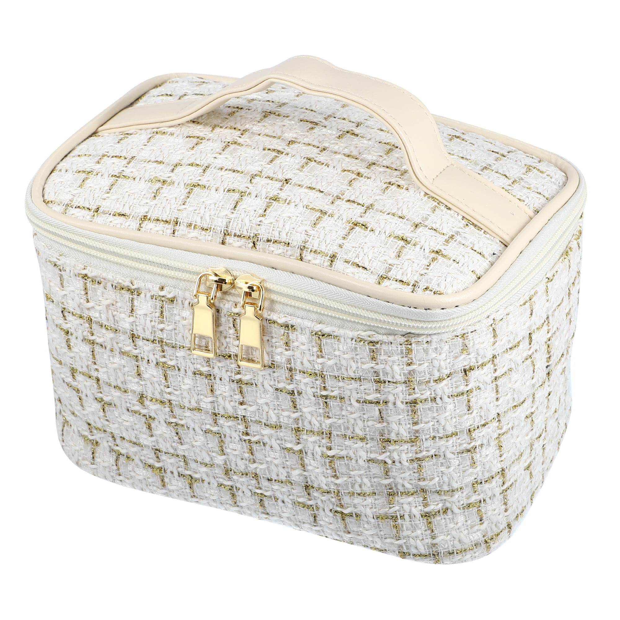 Unique Bargains Floral Makeup Bag Zipper Flower Cosmetic Pouch White