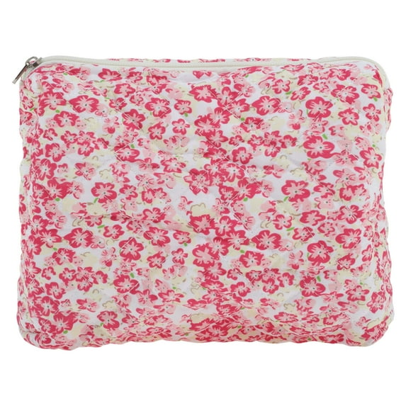 Unique Bargains Floral Medium Pattern Makeup Bag for Travel Red Polyester