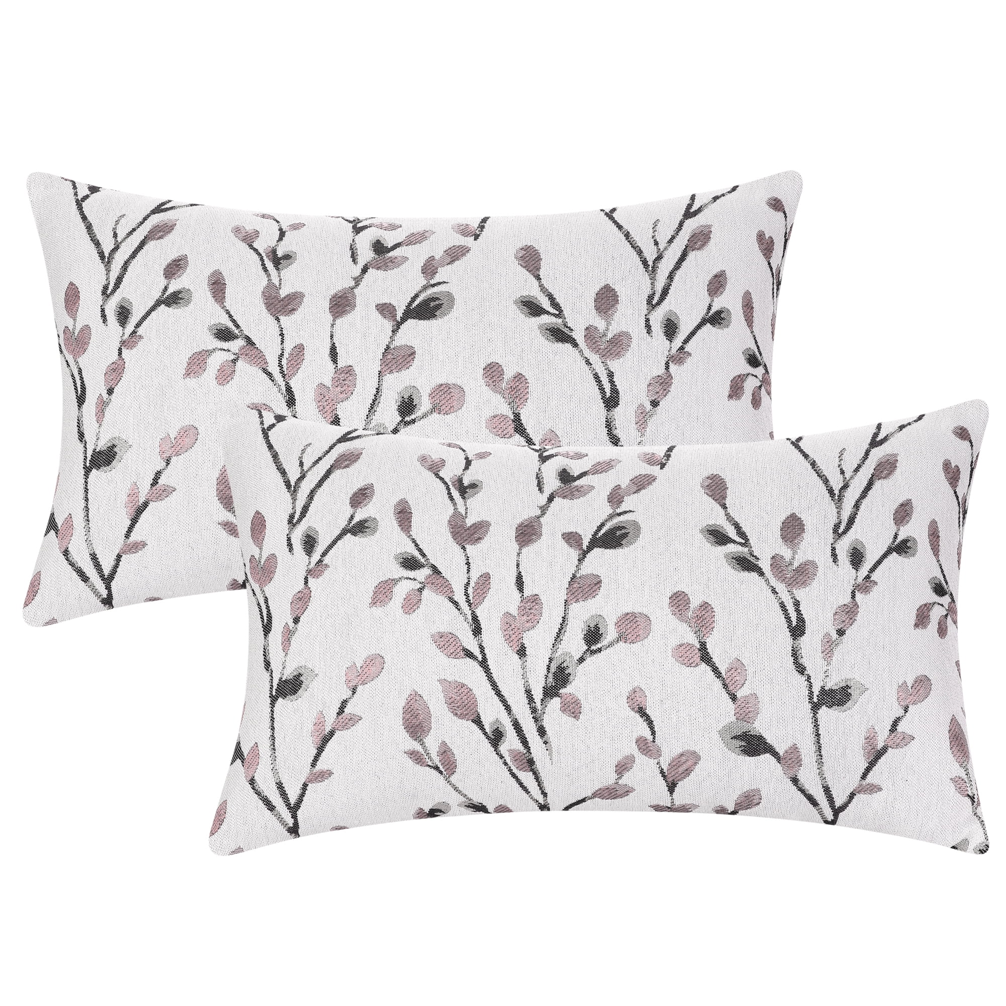 Unique Bargains Floral Pattern Decoration Throw Pillow Cover 2 Pcs Pink Flower 12" x 20"
