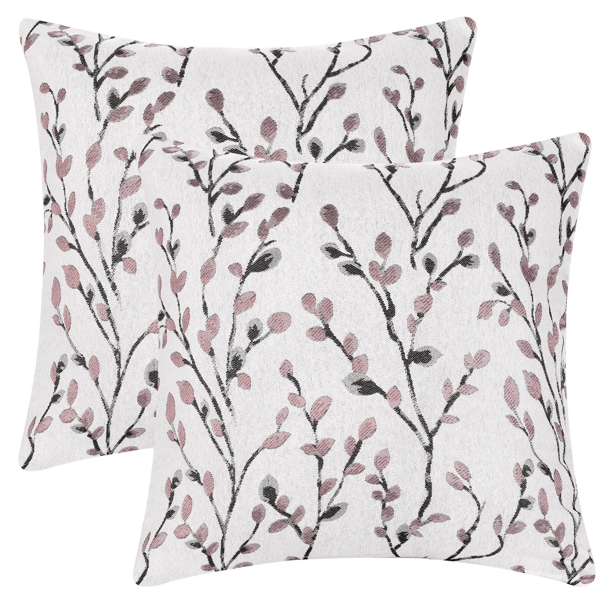 Unique Bargains Floral Pattern Decoration Throw Pillow Cover 2 Pcs Pink Flower 24" x 24"