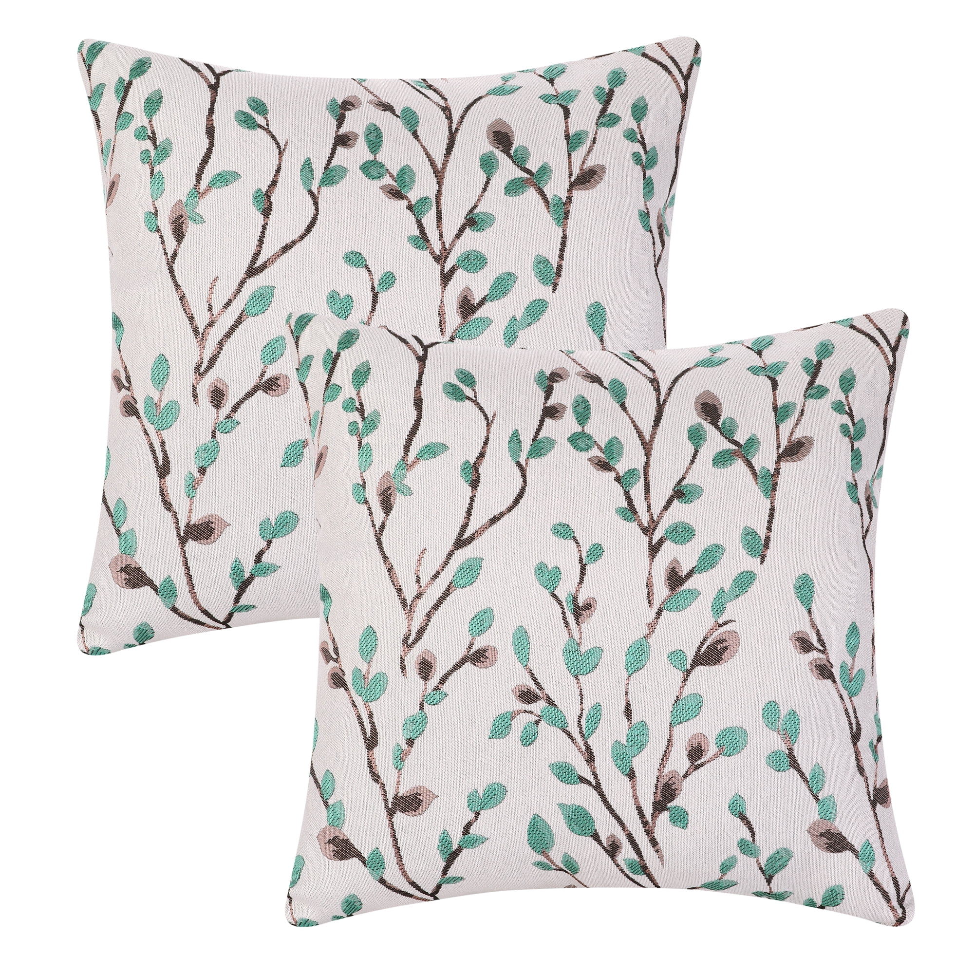 Unique Bargains Floral Pattern Decoration Throw Pillow Cover Green Flower 18" x 18"