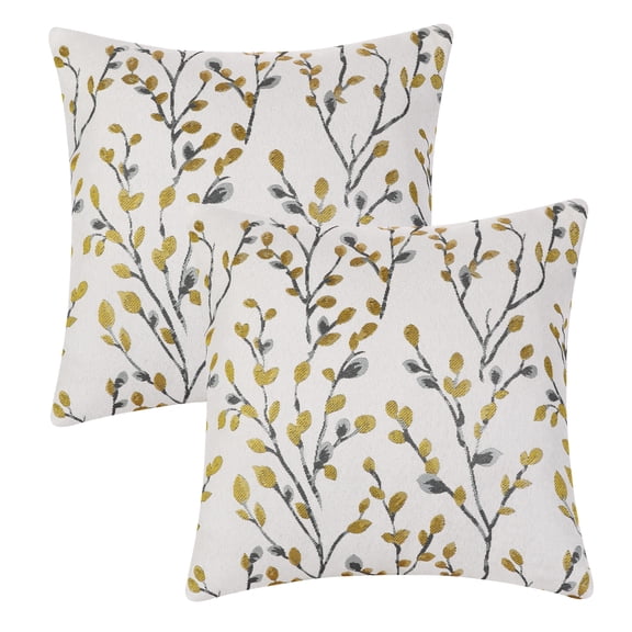 Unique Bargains Floral Pattern Decoration Throw Pillow Cover Yellow Flower 18" x 18"