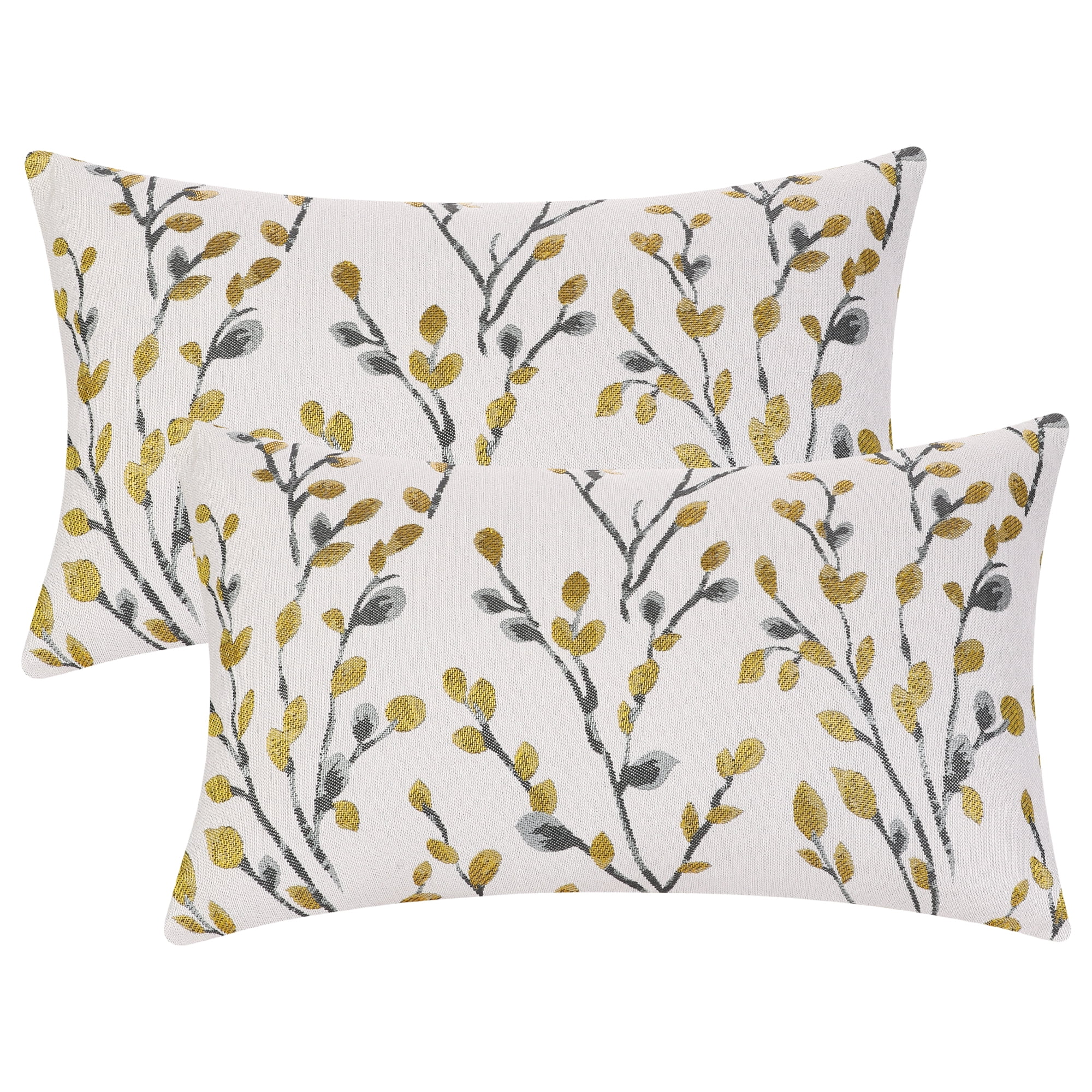 Unique Bargains Floral Pattern Decoration Throw Pillow Cover for Outdoor Indoor (2 Count) Yellow Flower 12" x 20"
