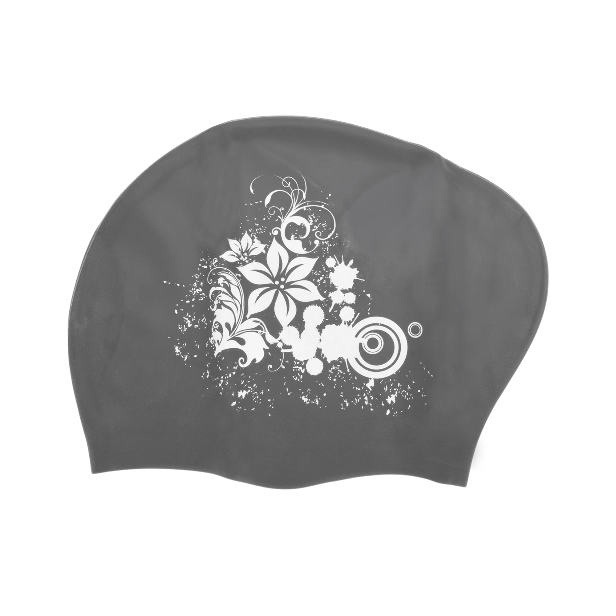 Unique Bargains Floral Pattern Swim Cap 1Pc Black