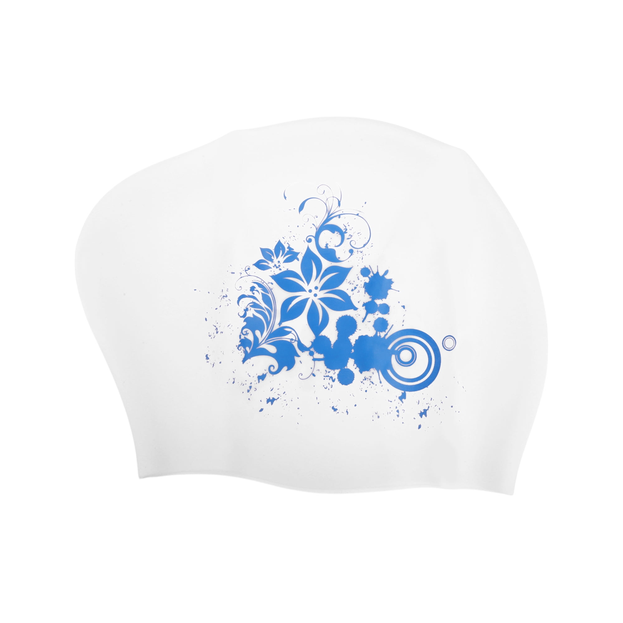 Unique Bargains Floral Pattern Swim Cap 1Pc White