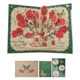 thumbnail image 1 of Unique Bargains Floral Pops Up Card 3D Greeting Cards with Envelope Green Butterfly Rose, 1 of 6