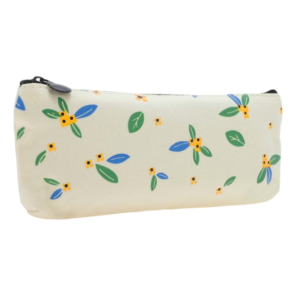 Unique Bargains Floral Print Pen Pouch Portable Stationery Bag Apricot