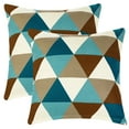 thumbnail image 1 of Unique Bargains Floral Printed Home Decor Striped Decorative Pillow Covers (2 Count) Blue Brown 20" x 20", 1 of 6