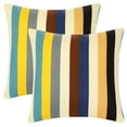 thumbnail image 1 of Unique Bargains Floral Printed Home Decor Striped Decorative Pillow Covers (2 Count) Blue Yellow 18" x 18", 1 of 6