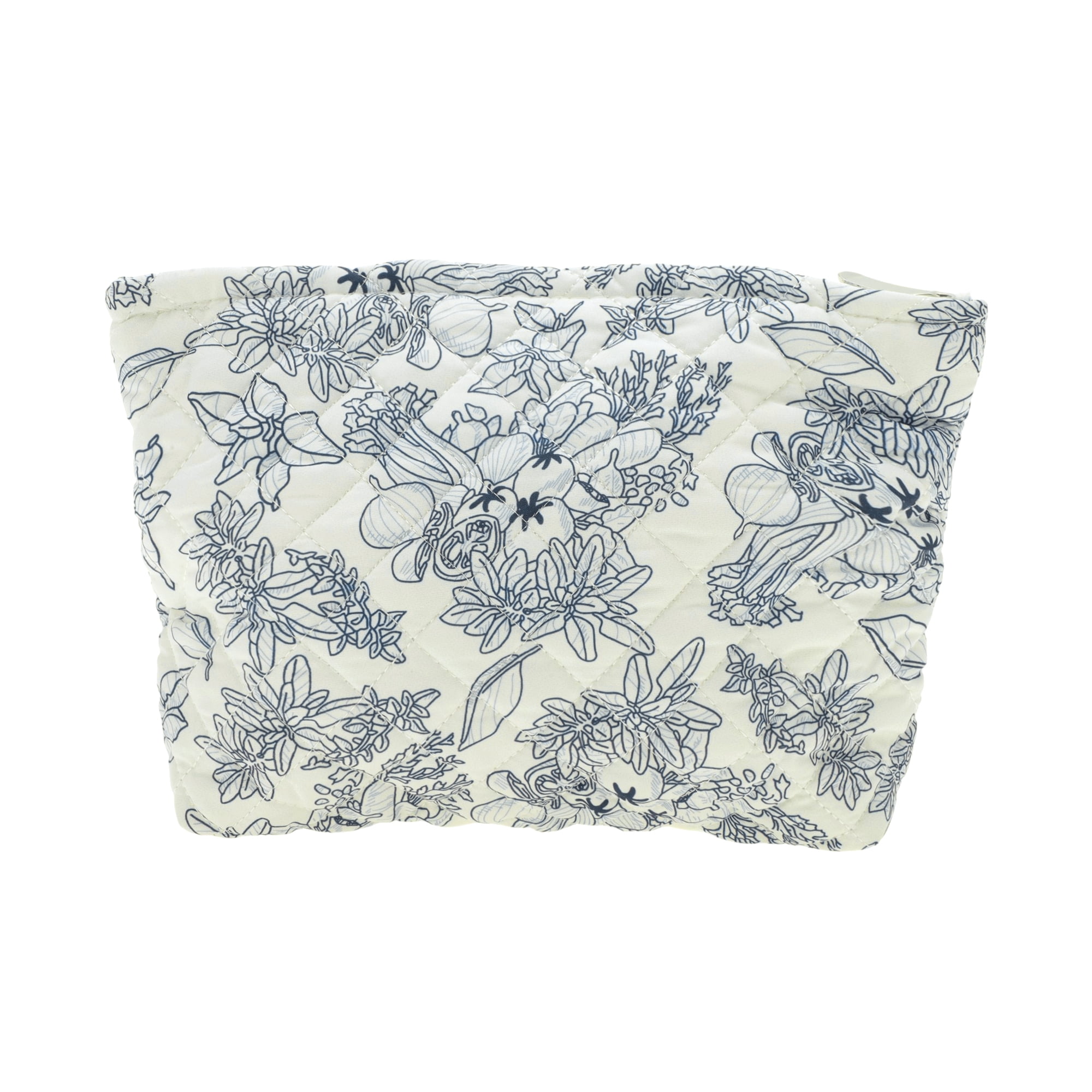 Unique Bargains Floral Quilted Clutch Makeup Bag Cyan for Travel and Storage