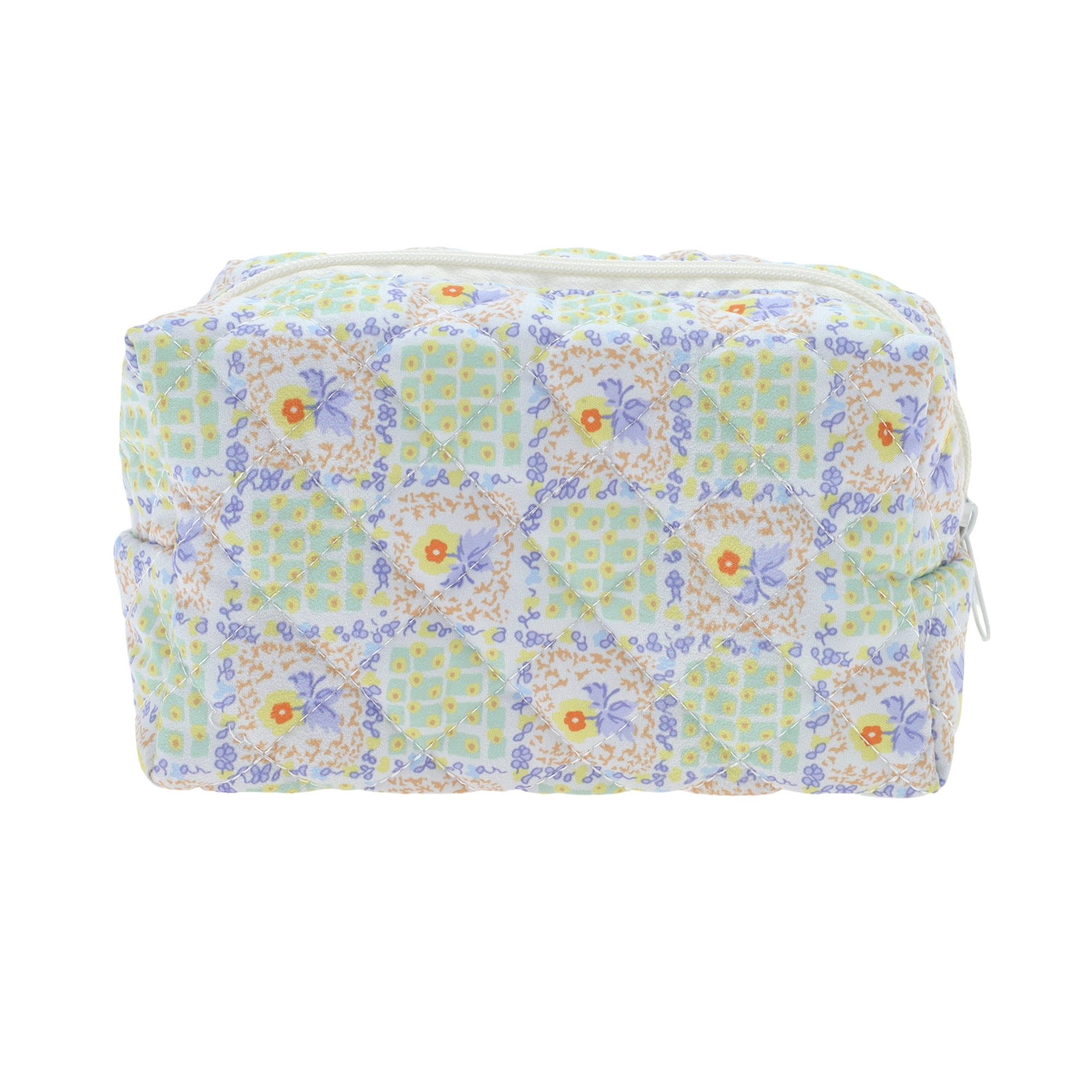 Unique Bargains Floral Quilting Makeup Bag Green 1 Pc for Travel and Storage