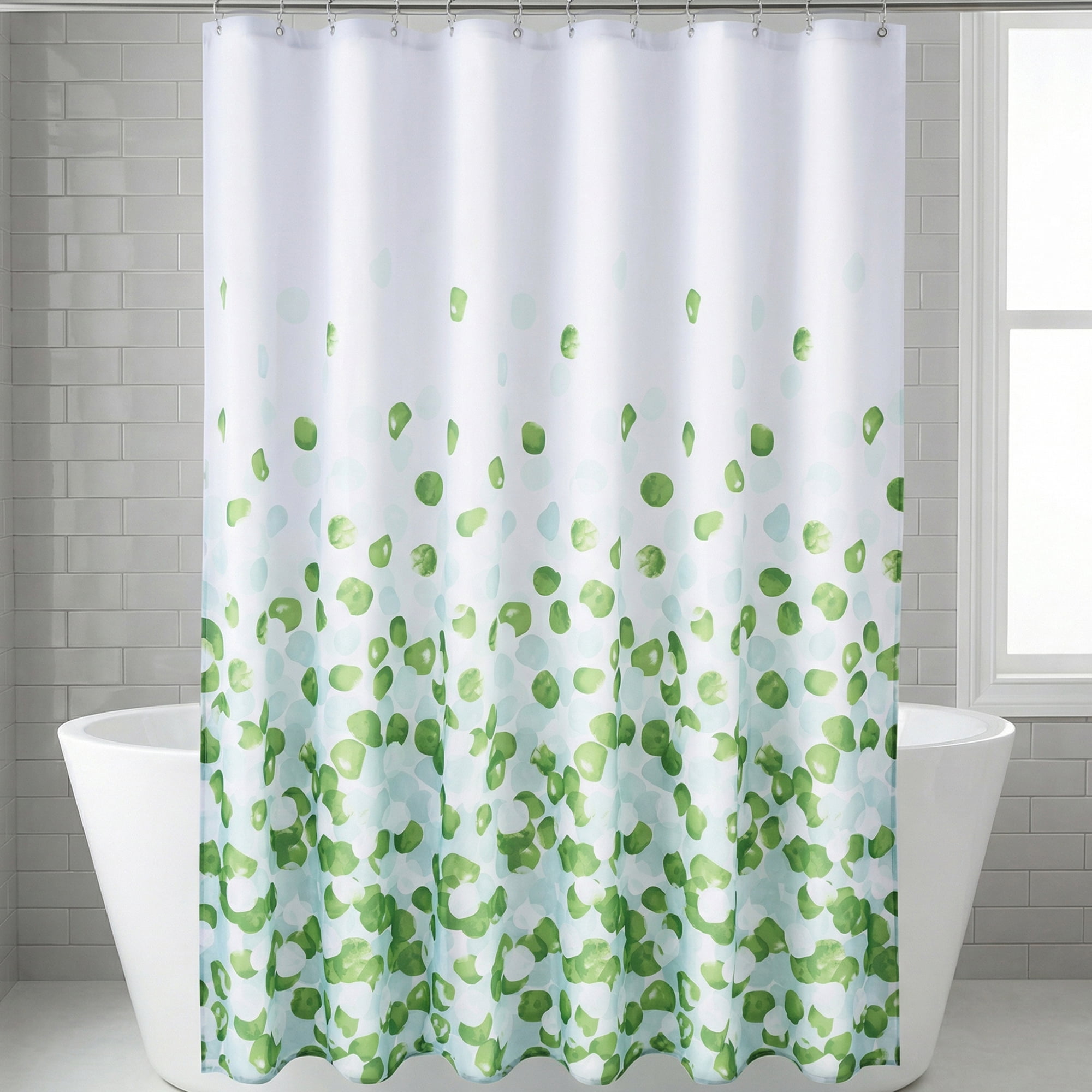 Unique Bargains Floral Shower Curtain Sets with 12 Hooks Green 71"W x 71"L