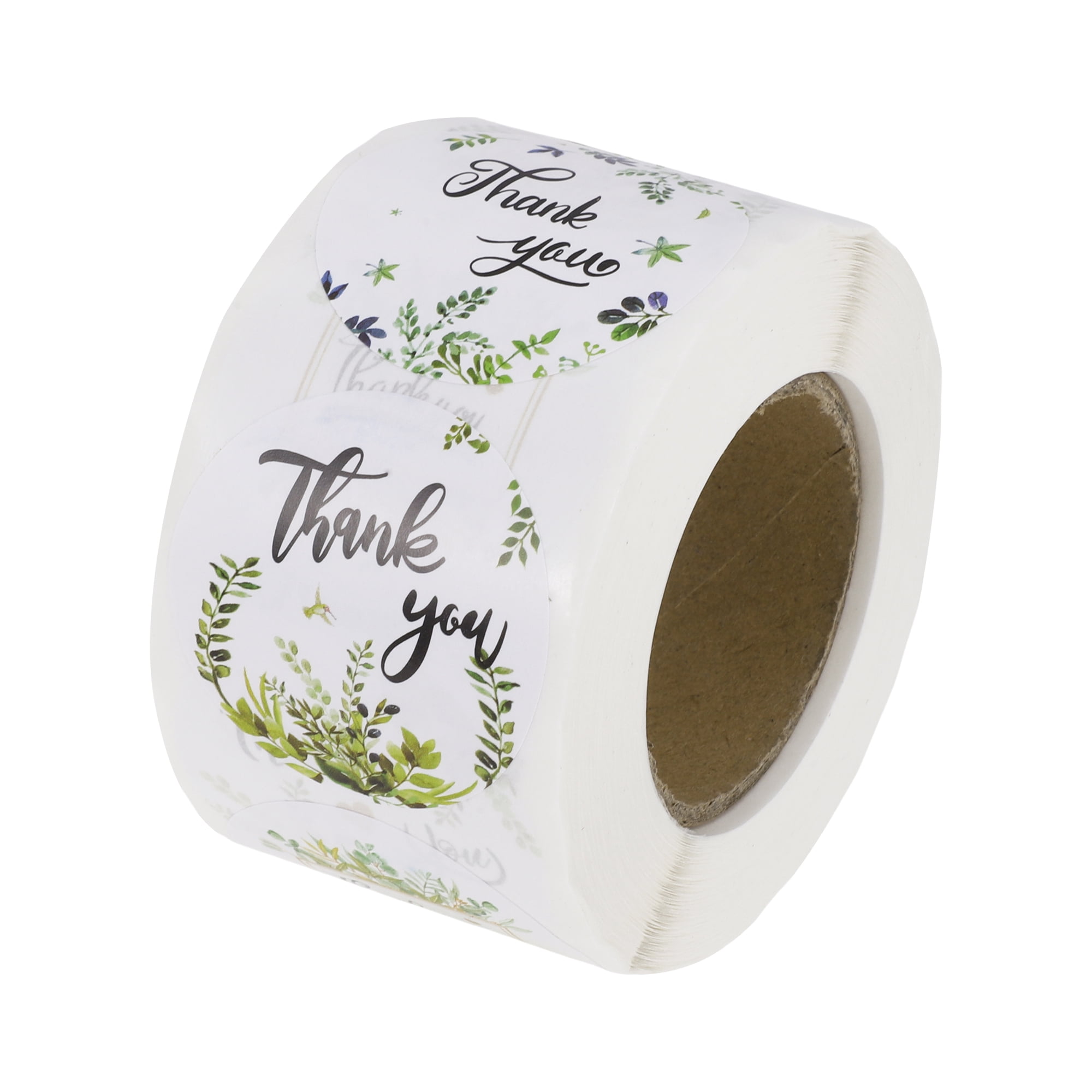 Unique Bargains Floral Thank You Tag Gift Stickers 1.5"x1.5" 1 Pc Blue, Green, Black