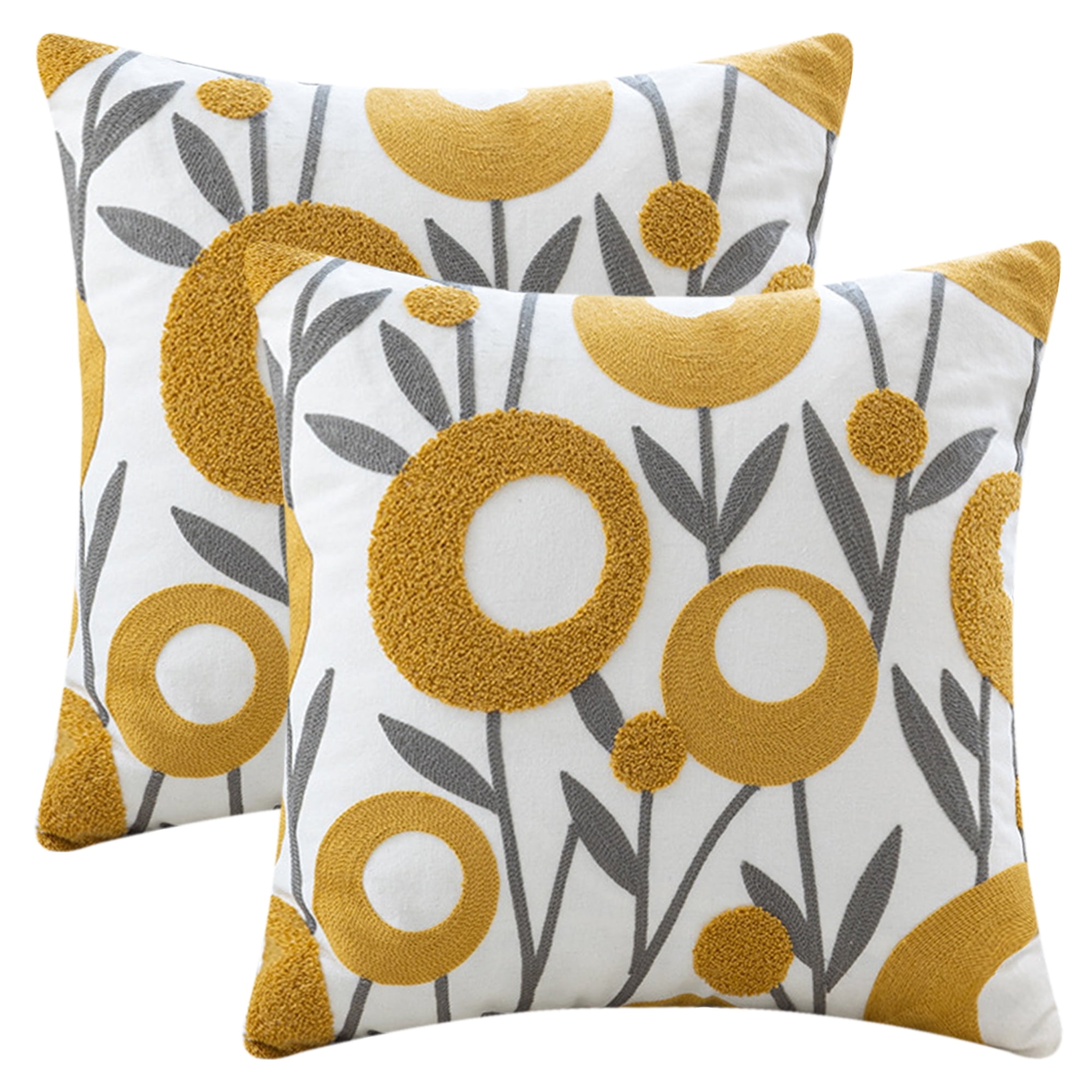 Unique Bargains Floral Throw Pillow Covers Pack of 2 Flower Pattern 4 18" x 18"