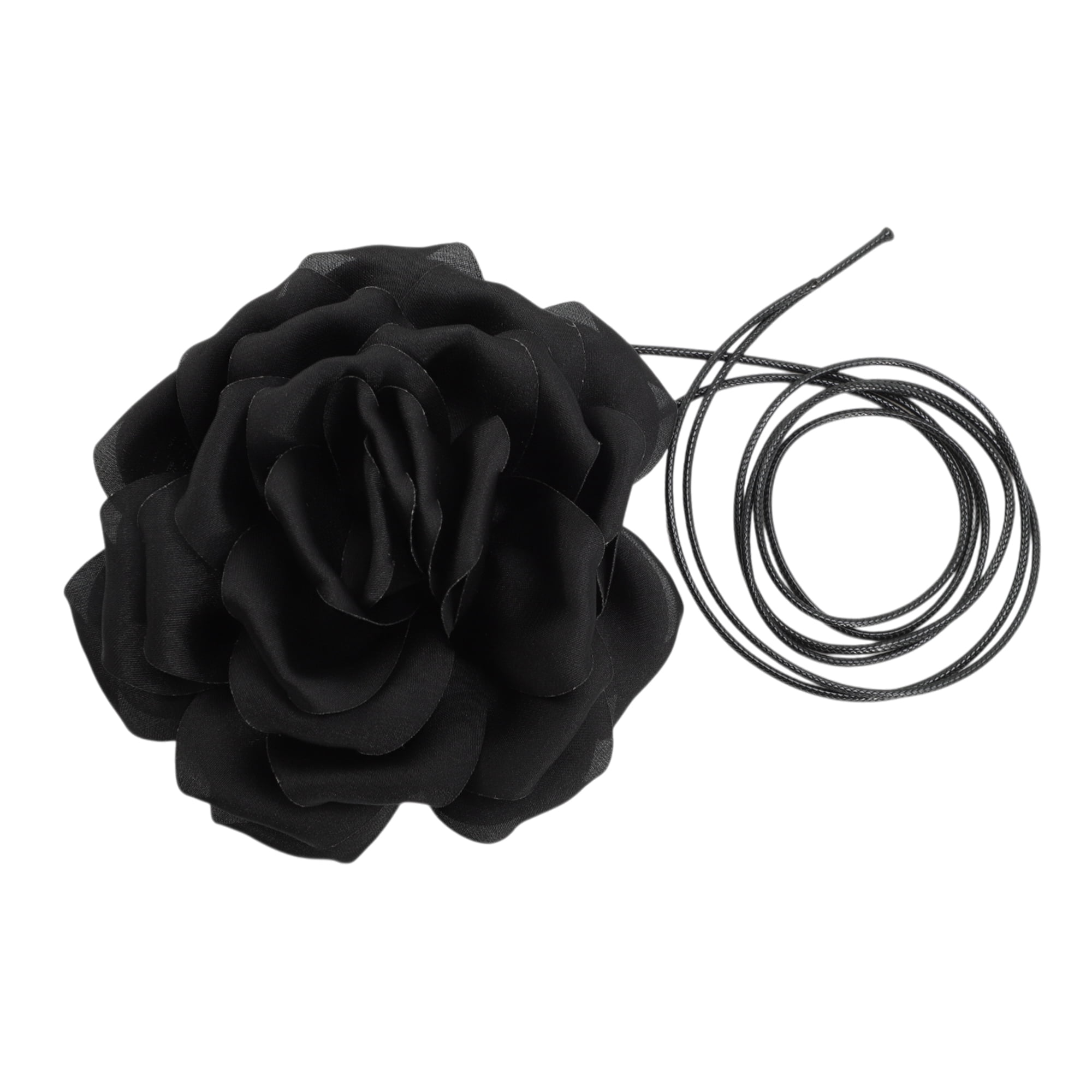 Unique Bargains Flower Adjustable Choker Necklace for Women Black