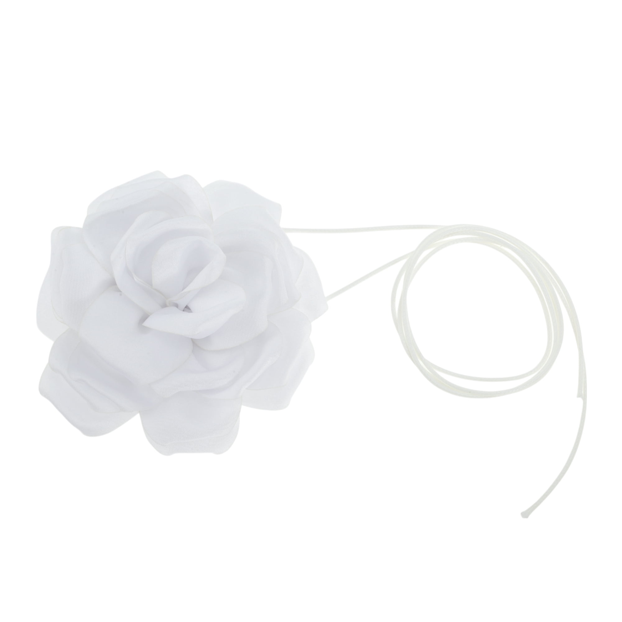 Unique Bargains Flower Adjustable Choker Necklace for Women White
