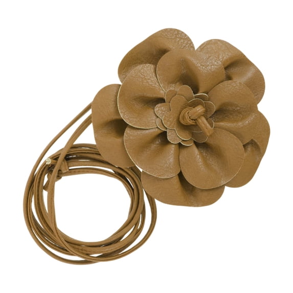 Unique Bargains Flower Adjustable Waist Belt for Fashionable Outfits Light Brown