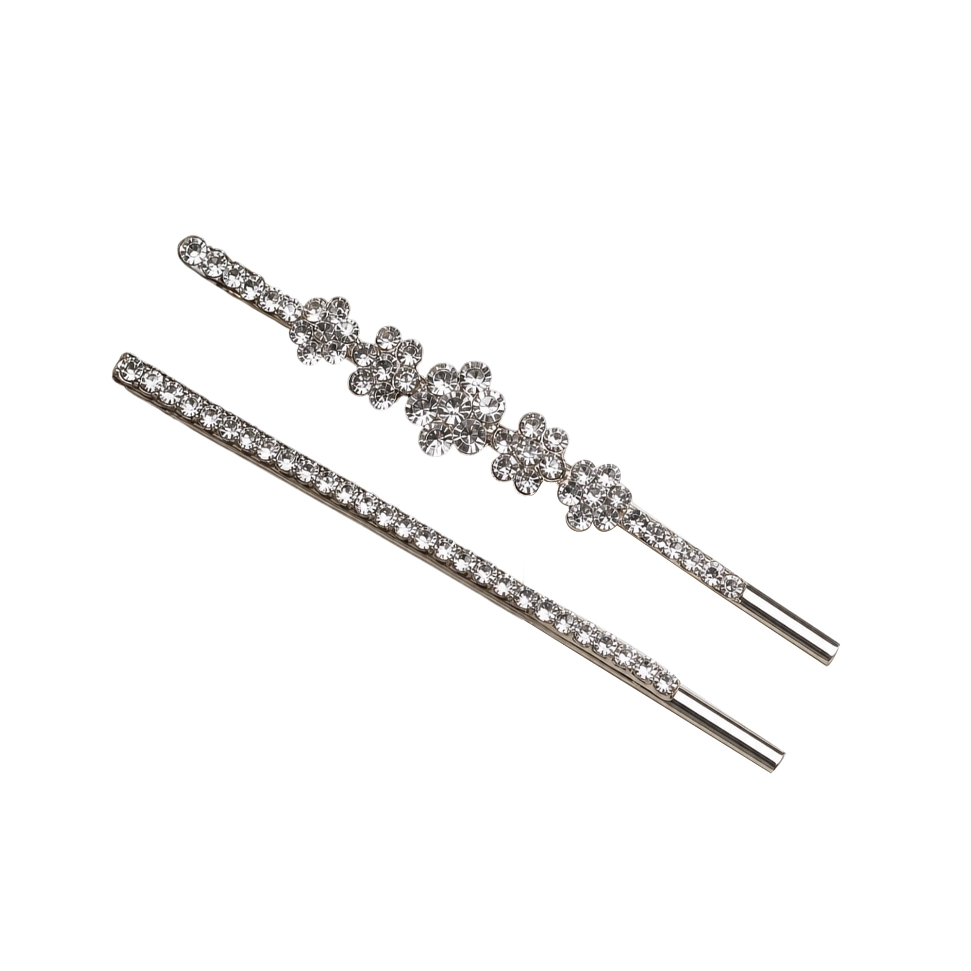 Unique Bargains Flower Bobby Pin Set 1 Pair Hair Accessories Silver Tone