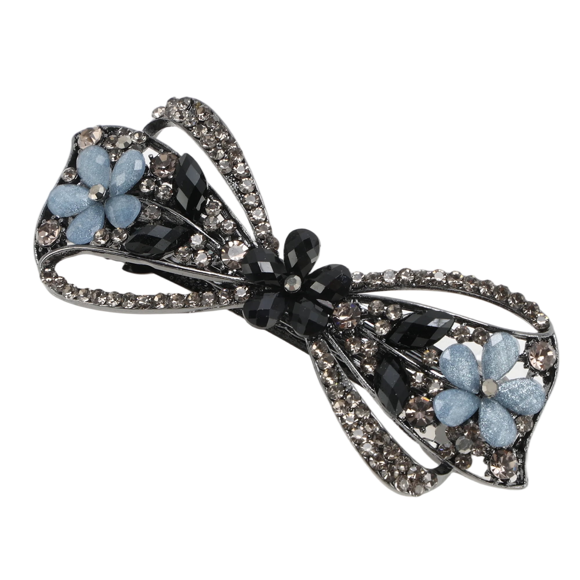 Unique Bargains Flower Bow Hair Barrettes 1 Pc Hairstyles Black, Gray