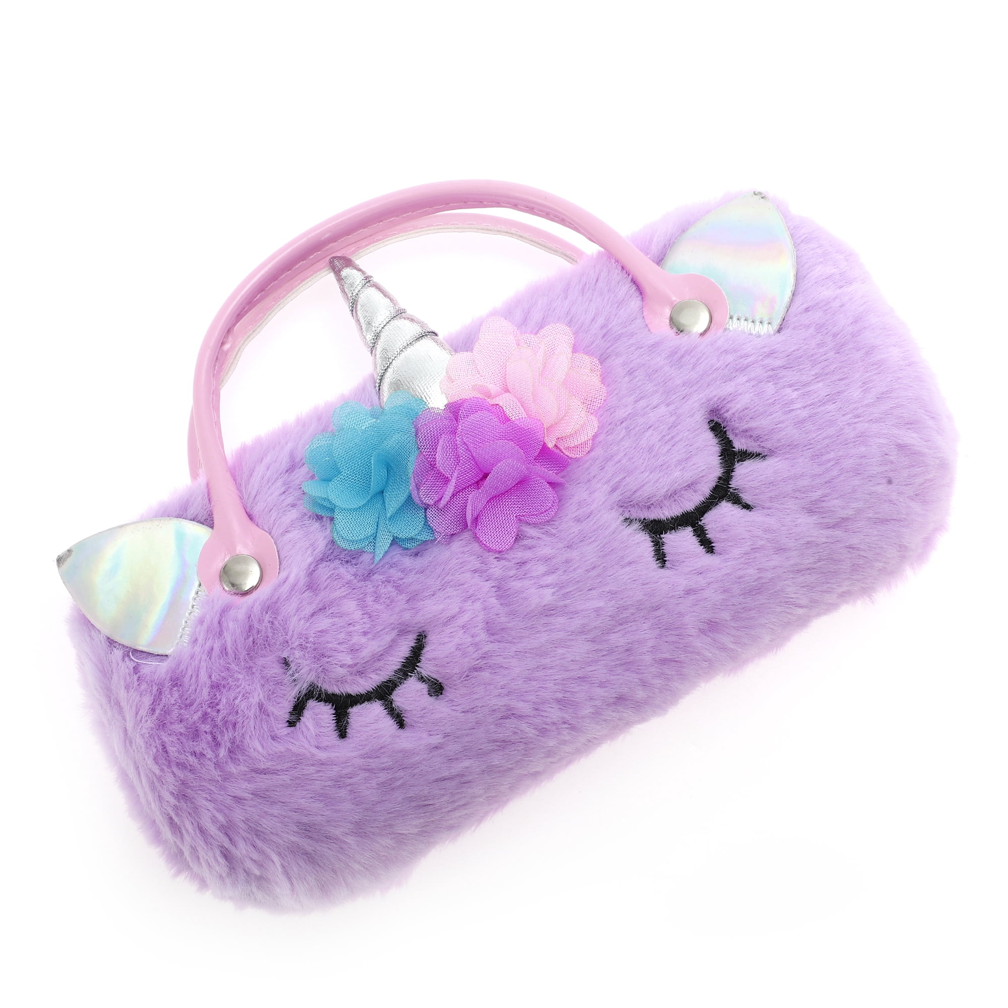 Unique Bargains Flower Cartoon Eyeglasses Case Purple for Stylish Protection
