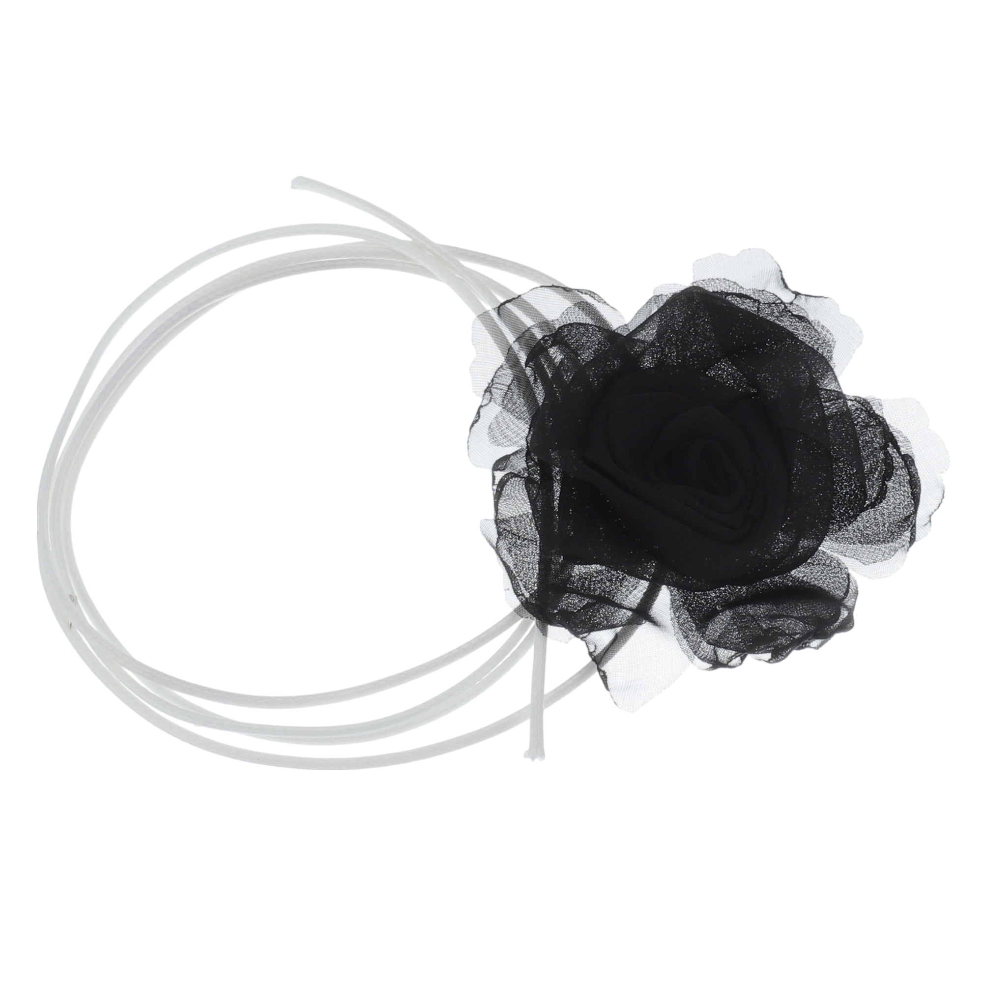 Unique Bargains Flower Choker Necklace 1Pc Black, White