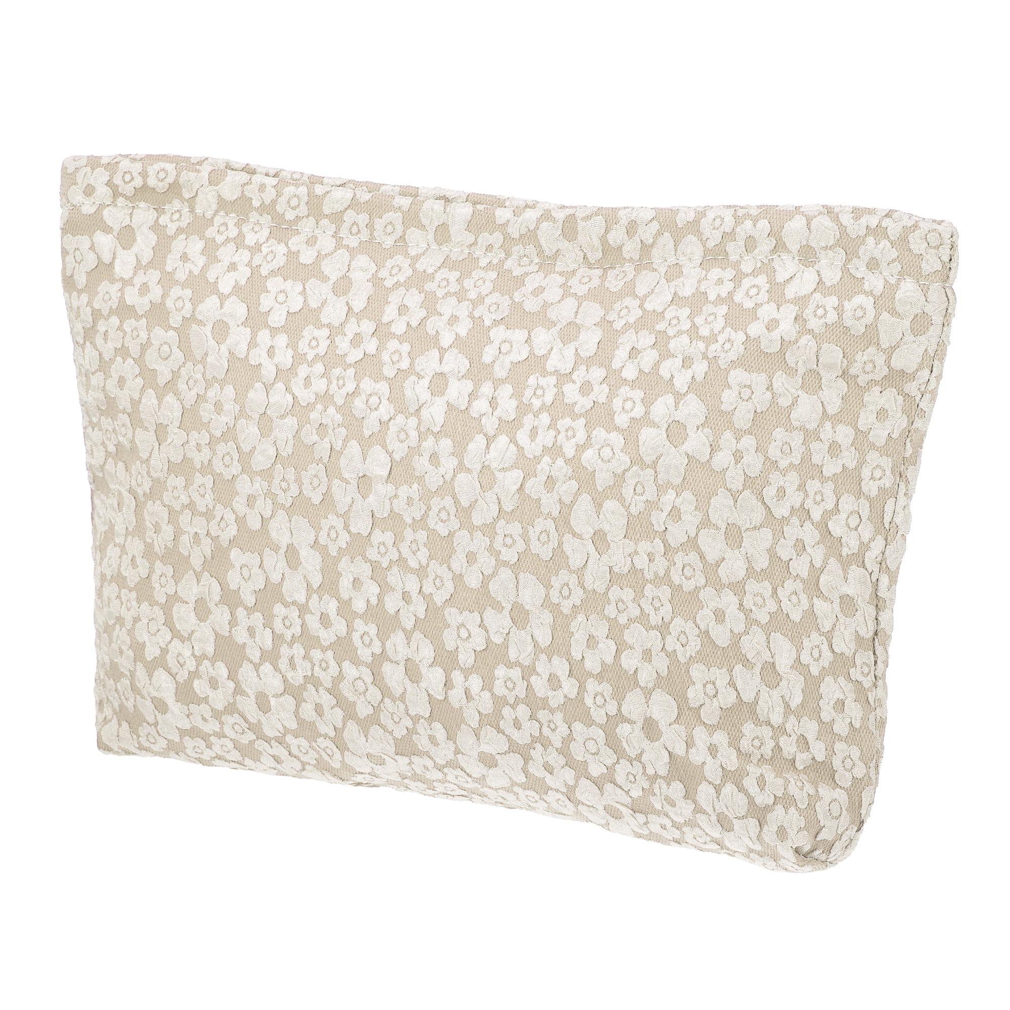 Unique Bargains Flower Cosmetic Bags Canvas Large Capacity Makeup Pouch Lipsticks Beige