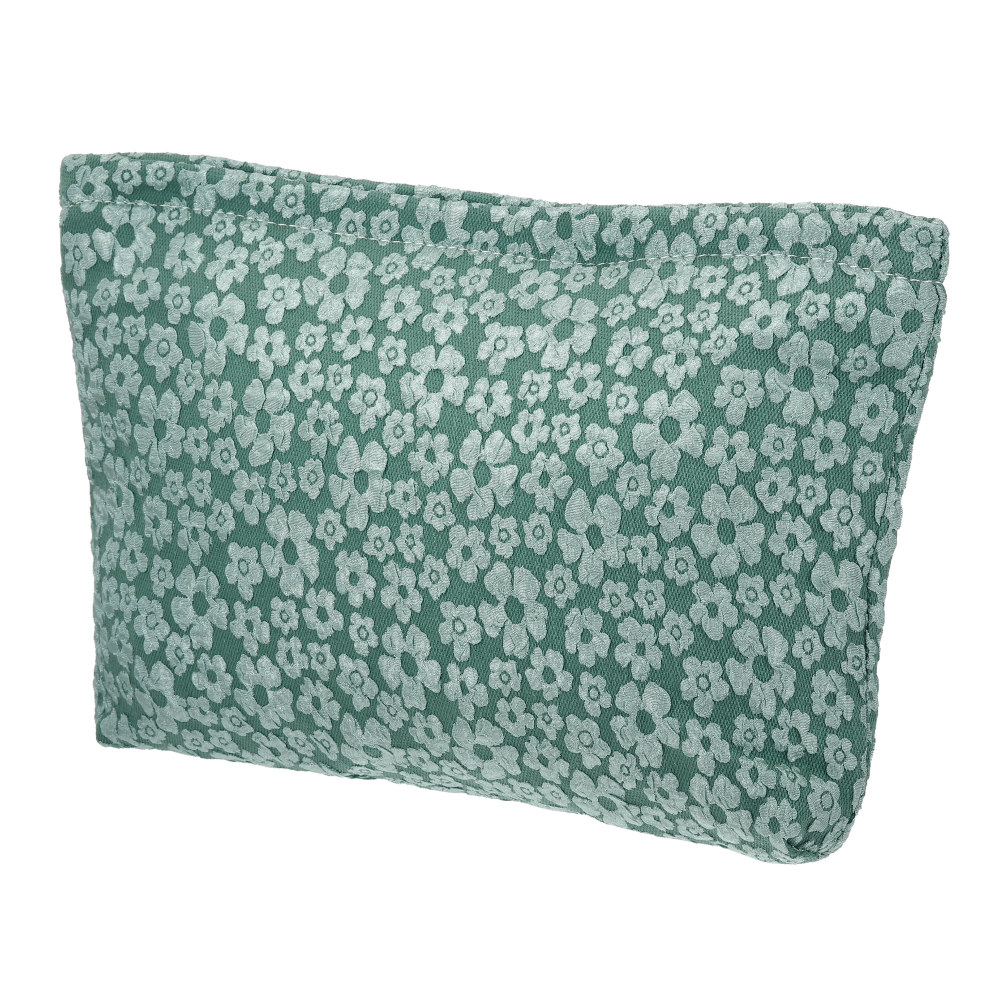 Unique Bargains Flower Cosmetic Bags Canvas Large Capacity Makeup Pouch Lipsticks Green