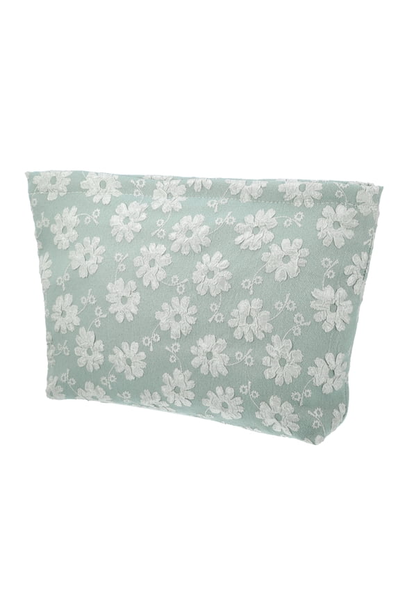 Flower Cosmetic Bags Zipper Large Capacity Makeup Pouch Lipsticks Green