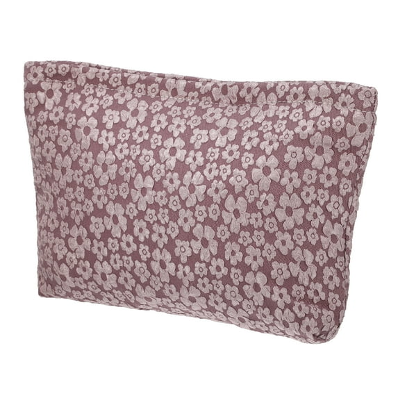 Unique Bargains Flower Cosmetic Bags Zipper Floral Makeup Bags Canvas Large Capacity Makeup Pouch for Lipsticks Pink