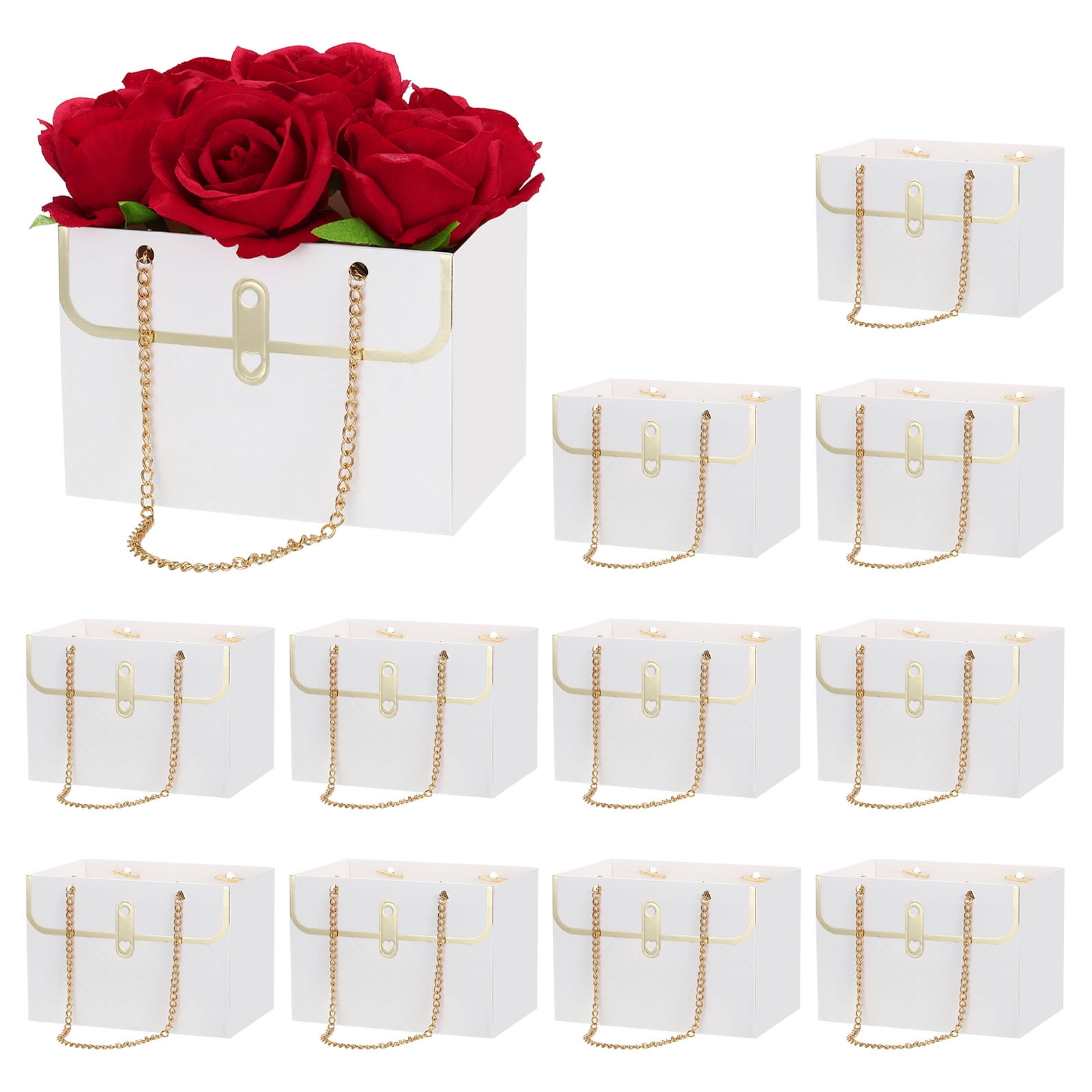 Unique Bargains Flower Gift Box Paper Bouquet Flowers Gift Wrap Bags White