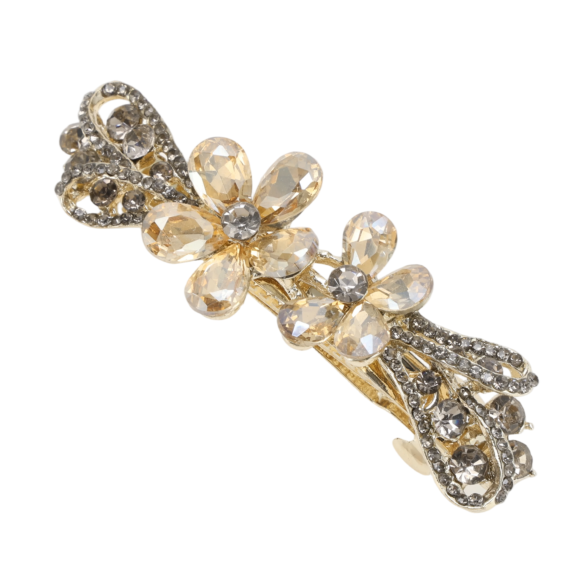 Unique Bargains Flower Hair Barrettes 1 Pc Special Occasions Champagne