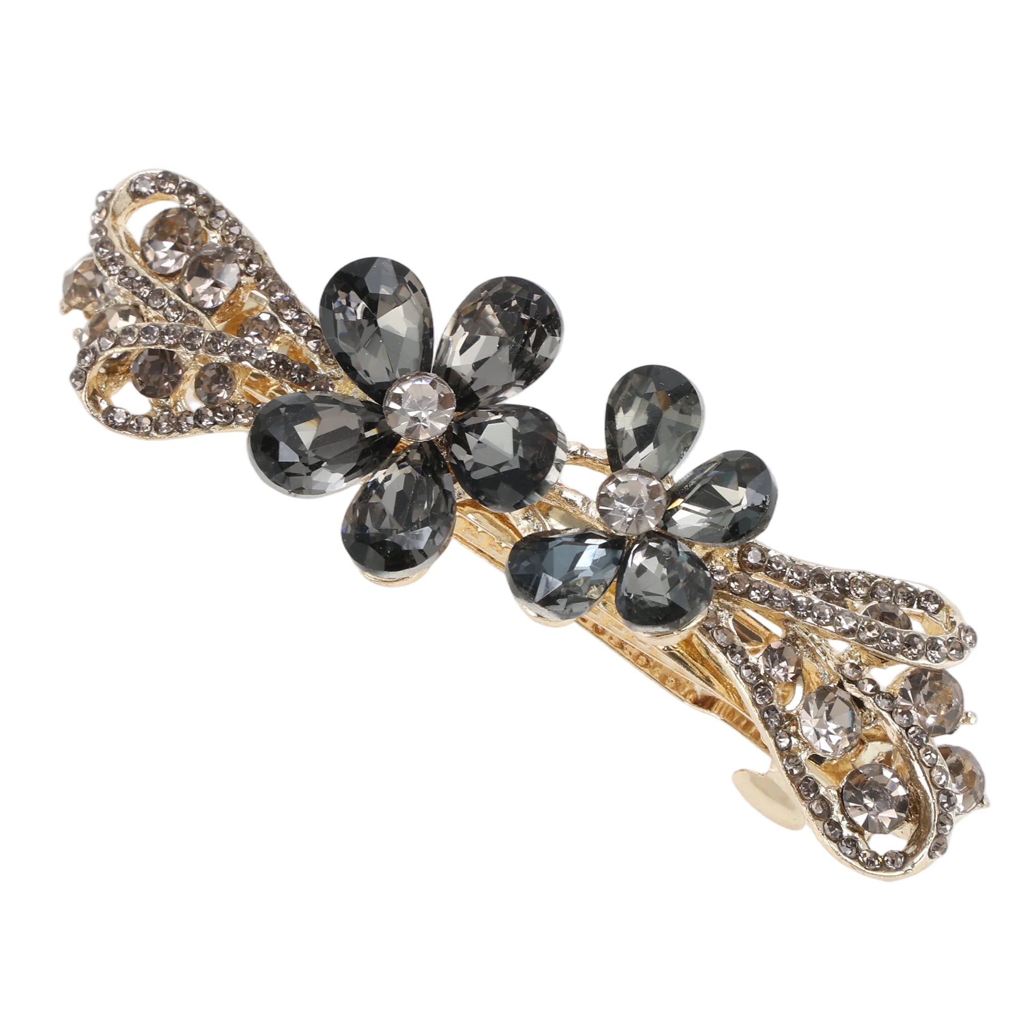Unique Bargains Flower Hair Barrettes 1 Pc Special Occasions Gray