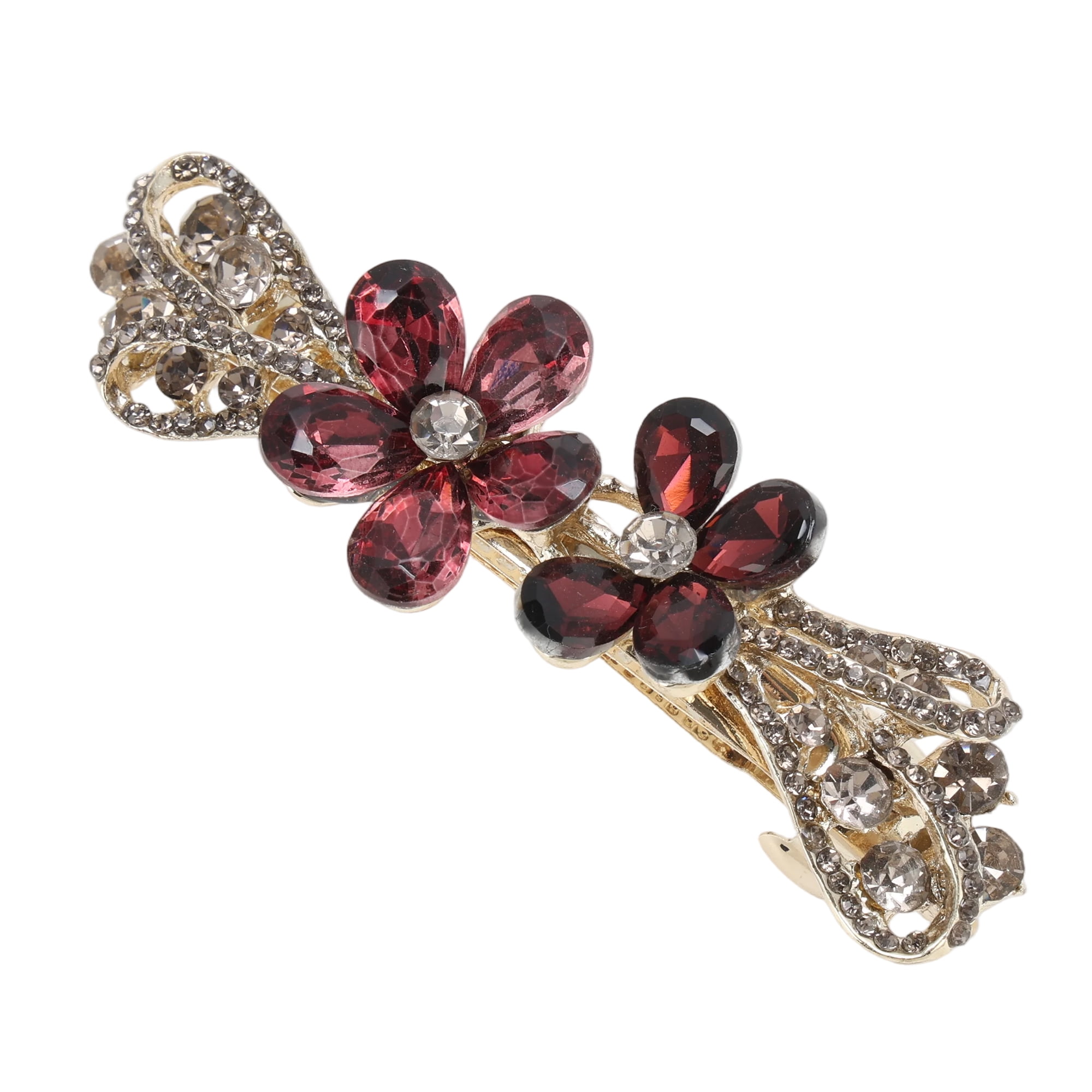 Unique Bargains Flower Hair Barrettes 1 Pc Special Occasions Wine Red