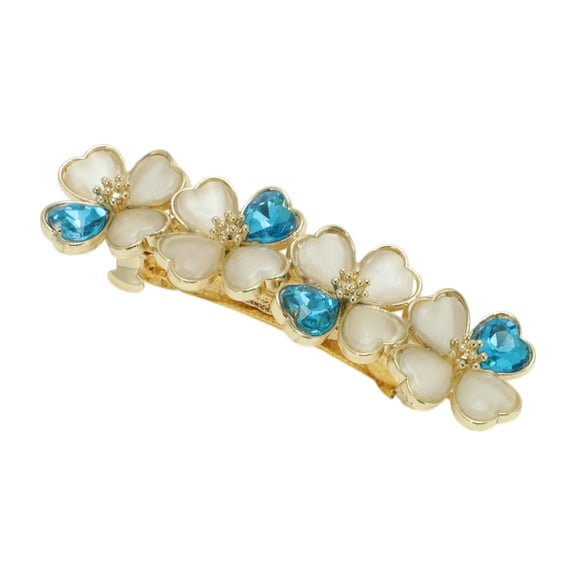 Unique Bargains Flower Hair Clips for Women Small Floral Hairpins French Faux Crystal Flower Hairpin Sky Blue