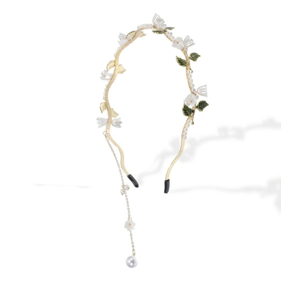 Unique Bargains Flower Headband for Women Girls Hair Vine Gold Tone Leaf Headband, Wedding Fairy Accessories Headpiece