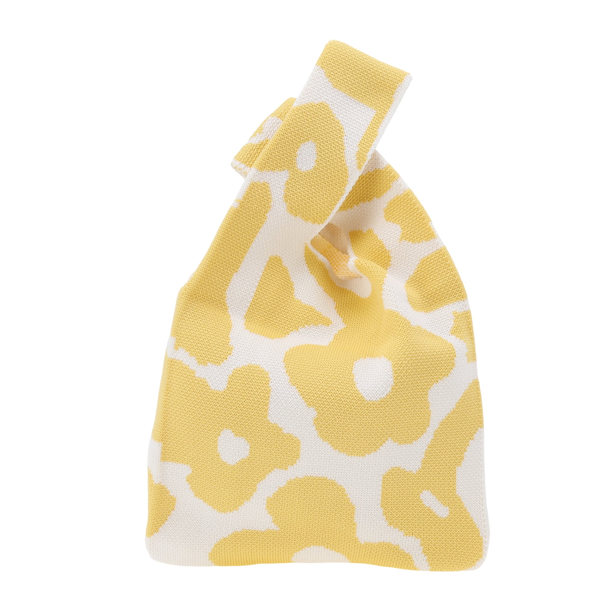 Unique Bargains Flower Knitted Wrist Bag Yellow 1 Pc