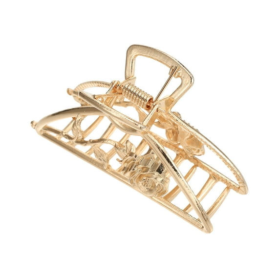 Unique Bargains Flower Metal Hair Clip Rose Floral Style Hair Claw for Women Large Hair Clamp Accessories Rose Gold Tone